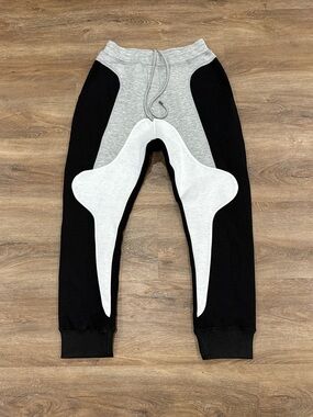 Neil Barrett Black and Light Gray Sculptural Colorblock Joggers
